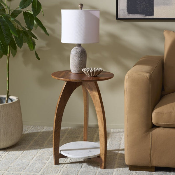 Safavieh Fanny Solid Mango Wood Accent Table with Open Shelf Two-Tone Finish for Any Room ACC3771A