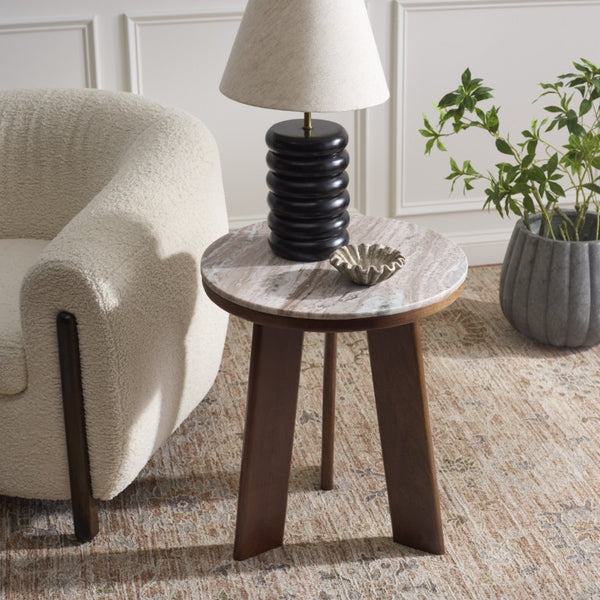 Safavieh Celestia Square Accent Table Marble Top Iron Frame Modern Living Room Side ACC3772A