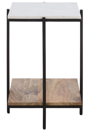 Safavieh Ashby Marble Top Mango Wood Accent Table with Lower Shelf for Living Room ACC3774A