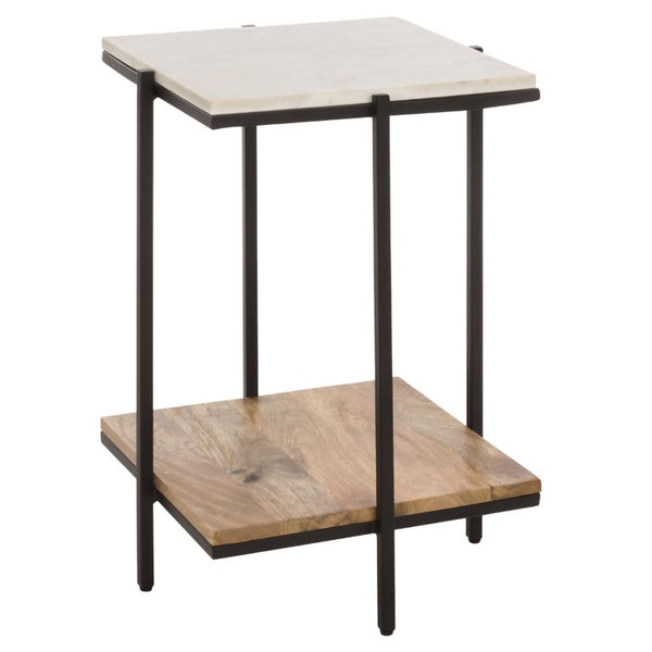 Safavieh Ashby Marble Top Mango Wood Accent Table with Lower Shelf for Living Room ACC3774A