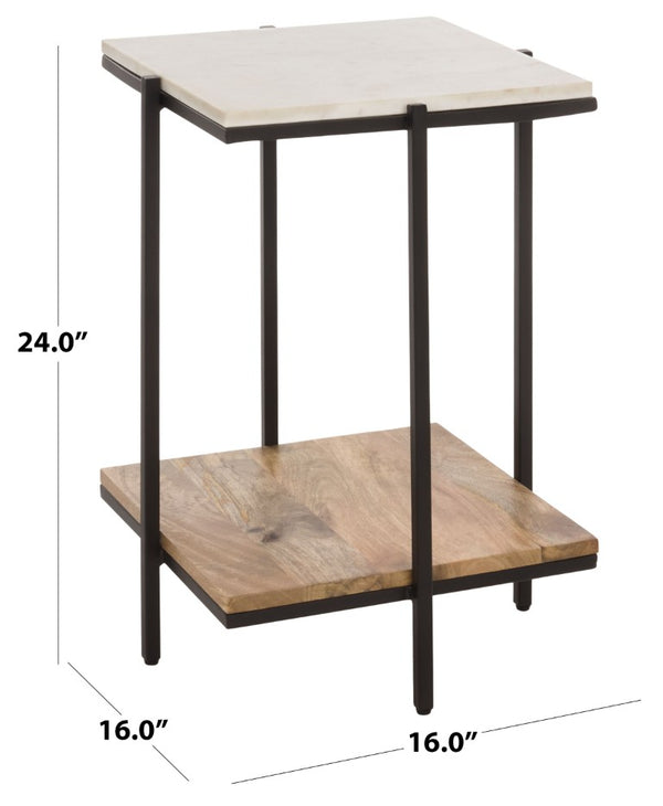 Safavieh Ashby Marble Top Mango Wood Accent Table with Lower Shelf for Living Room ACC3774A