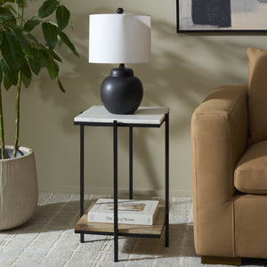 Safavieh Ashby Marble Top Mango Wood Accent Table with Lower Shelf for Living Room ACC3774A