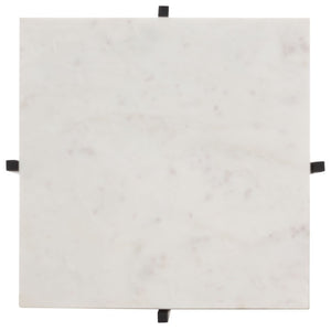 Safavieh Ashby Marble Top Mango Wood Accent Table with Lower Shelf for Living Room ACC3774A