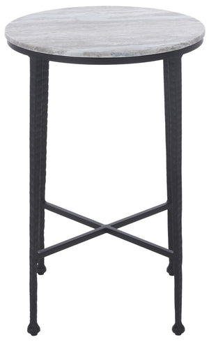 Safavieh Izza Brown Marble Square Side Table with Matte Black Iron Base for Modern Living Rooms ACC3776A
