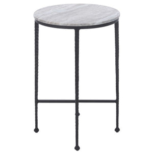 Safavieh Izza Brown Marble Square Side Table with Matte Black Iron Base for Modern Living Rooms ACC3776A