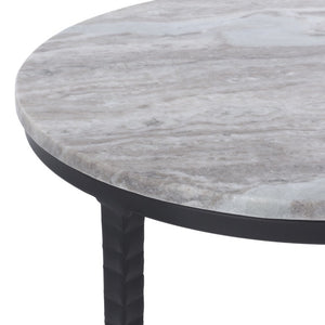 Safavieh Izza Brown Marble Square Side Table with Matte Black Iron Base for Modern Living Rooms ACC3776A