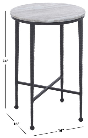 Safavieh Izza Brown Marble Square Side Table with Matte Black Iron Base for Modern Living Rooms ACC3776A