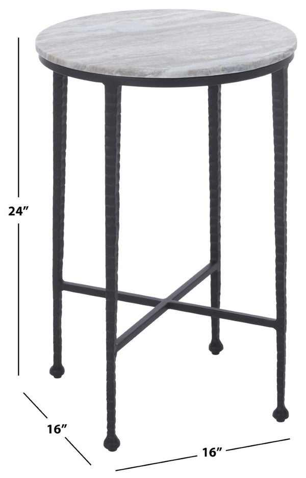Safavieh Izza Brown Marble Square Side Table with Matte Black Iron Base for Modern Living Rooms ACC3776A