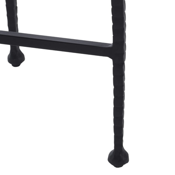 Safavieh Izza Brown Marble Square Side Table with Matte Black Iron Base for Modern Living Rooms ACC3776A