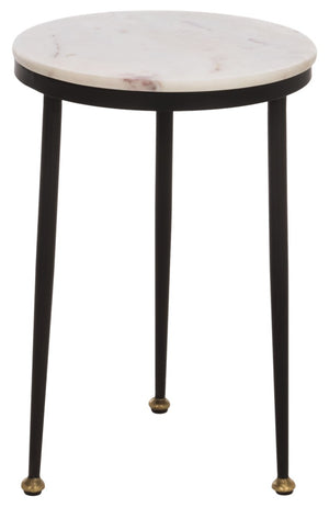 Safavieh Katya Marble Top Iron Frame Accent Table Modern Square Design for Living Spaces ACC3777A
