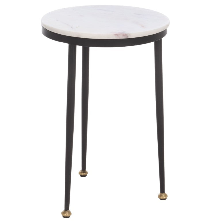 Safavieh Katya Marble Top Iron Frame Accent Table Modern Square Design for Living Spaces ACC3777A