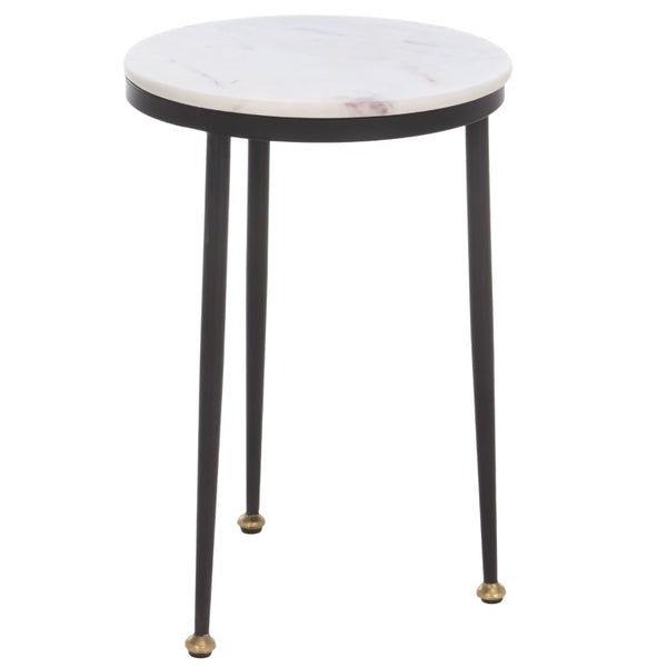 Safavieh Katya Marble Top Iron Frame Accent Table Modern Square Design for Living Spaces ACC3777A