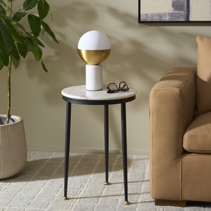 Safavieh Katya Marble Top Iron Frame Accent Table Modern Square Design for Living Spaces ACC3777A
