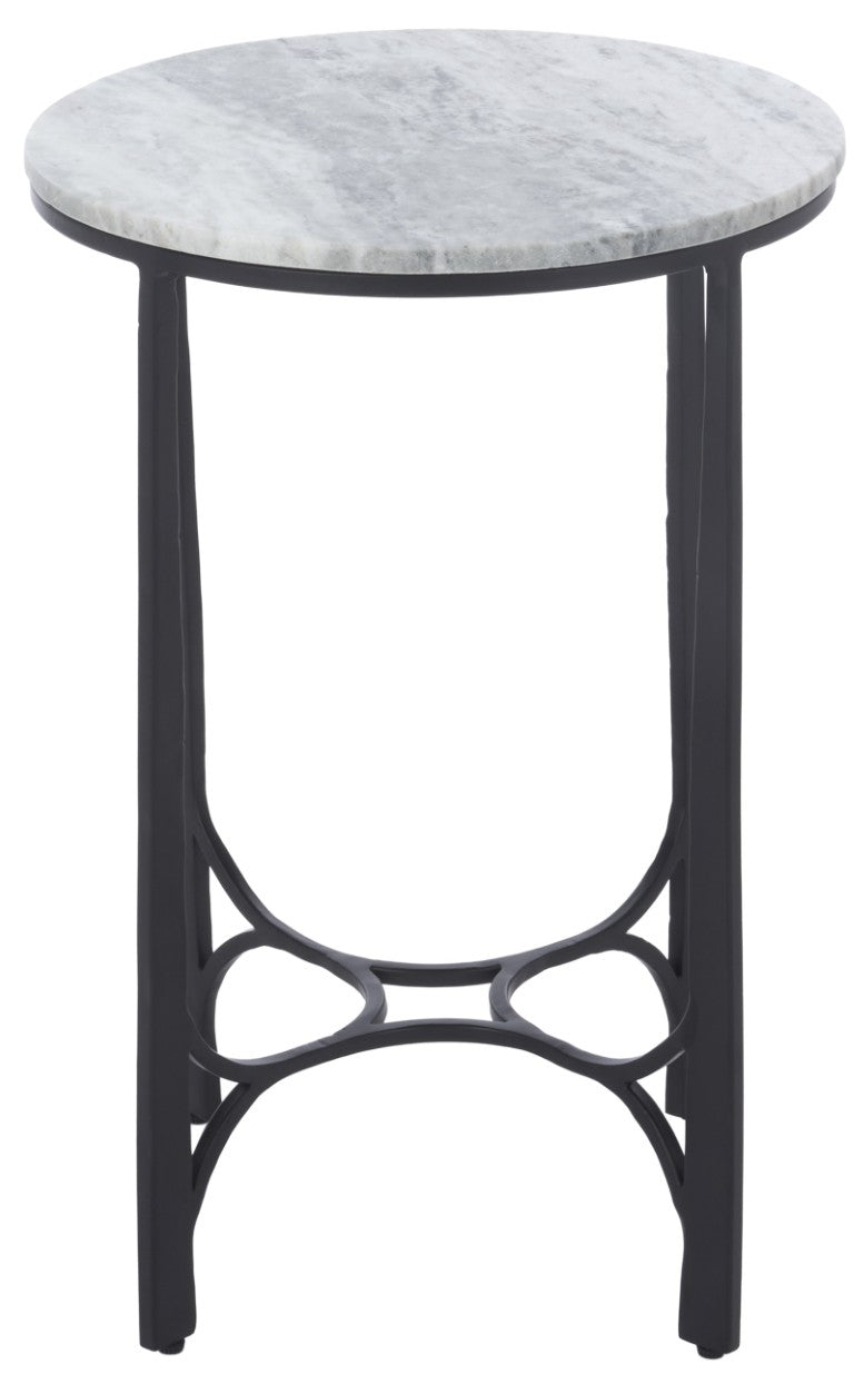 Safavieh Eliza Marble Top Accent Table with Powder Coated Iron Legs for Modern Living Spaces ACC3779A
