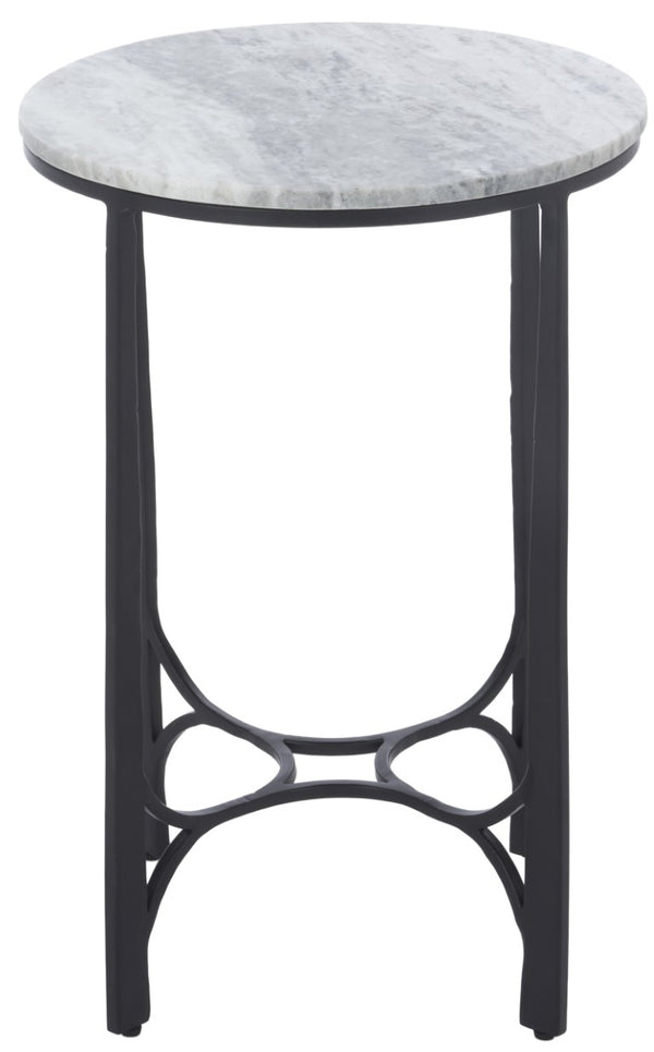 Safavieh Eliza Marble Top Accent Table with Powder Coated Iron Legs for Modern Living Spaces ACC3779A