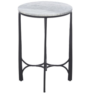 Safavieh Eliza Marble Top Accent Table with Powder Coated Iron Legs for Modern Living Spaces ACC3779A