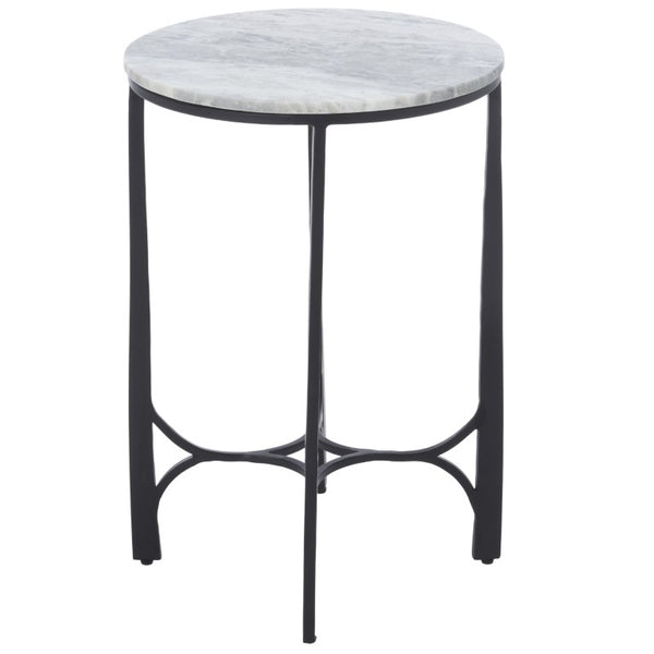 Safavieh Eliza Marble Top Accent Table with Powder Coated Iron Legs for Modern Living Spaces ACC3779A