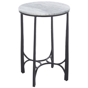 Safavieh Eliza Marble Top Accent Table with Powder Coated Iron Legs for Modern Living Spaces ACC3779A