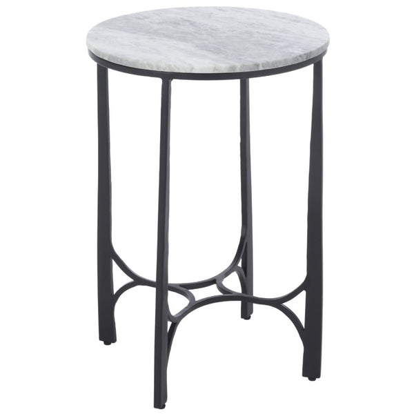 Safavieh Eliza Marble Top Accent Table with Powder Coated Iron Legs for Modern Living Spaces ACC3779A