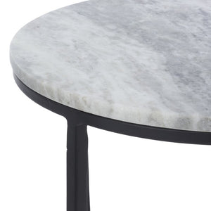 Safavieh Eliza Marble Top Accent Table with Powder Coated Iron Legs for Modern Living Spaces ACC3779A