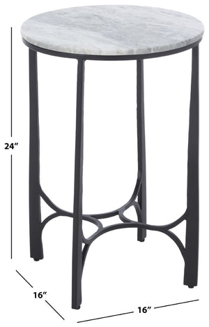 Safavieh Eliza Marble Top Accent Table with Powder Coated Iron Legs for Modern Living Spaces ACC3779A