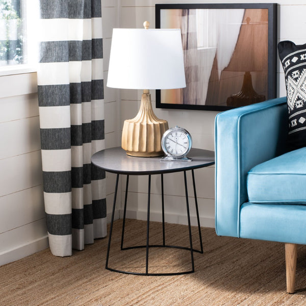 Safavieh Brooks Side Table - Modern Sculptural Accent For Living Rooms, Bedrooms & Lounge Spaces, 27" W Faux Dark Grey Stone/Black ACC4200B