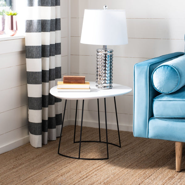 Safavieh Brooks Side Table - Modern Sculptural Accent For Living Rooms, Bedrooms & Lounge Spaces, 27" W White Lacquer/Black ACC4200C