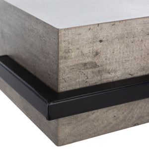 Safavieh Jett Rustic-Industrial Accent Table With Textured Faux Concrete Top & Minimalist Black Iron Legs ACC4201A