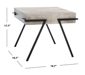 Safavieh Jett Rustic-Industrial Accent Table With Textured Faux Concrete Top & Minimalist Black Iron Legs ACC4201A