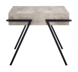 Safavieh Jett Rustic-Industrial Accent Table With Textured Faux Concrete Top & Minimalist Black Iron Legs ACC4201A