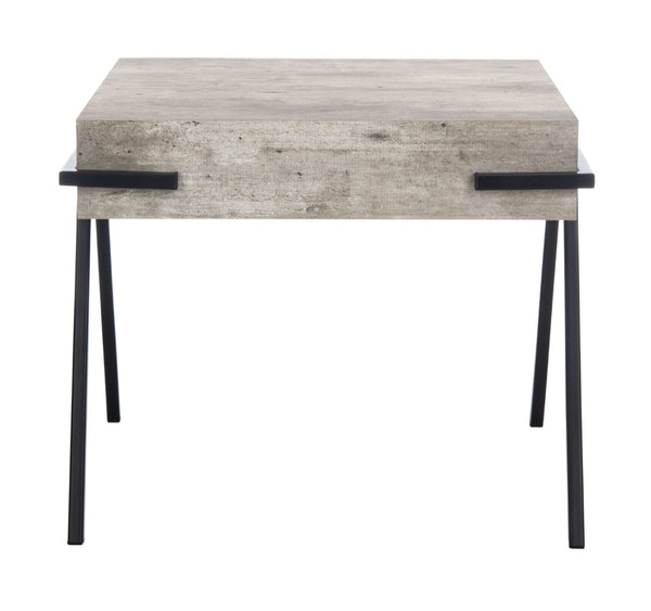 Safavieh Jett Rustic-Industrial Accent Table With Textured Faux Concrete Top & Minimalist Black Iron Legs ACC4201A