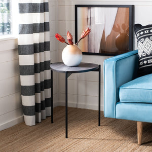 Safavieh Sven Side Table - Scandinavian Minimalist Design With Dark Grey Oak Top & Black Iron Legs For Style ACC4203A