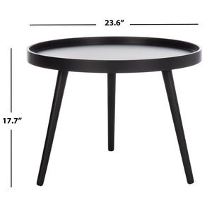 Safavieh Fritz Modern Round Tray Top Side Table - Sleek Matte Black Accent For Versatile Living Spaces ACC4204A