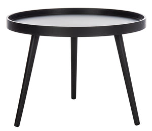 Safavieh Fritz Modern Round Tray Top Side Table - Sleek Matte Black Accent For Versatile Living Spaces ACC4204A