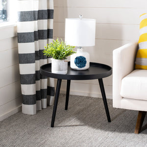 Safavieh Fritz Modern Round Tray Top Side Table - Sleek Matte Black Accent For Versatile Living Spaces ACC4204A