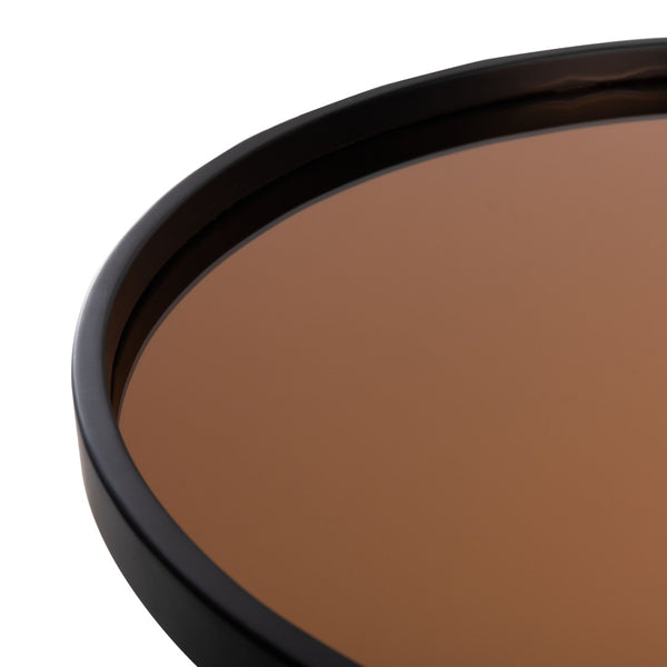 Safavieh Ruby Medium Round Tray Accent Table - Glamorous Rose Gold Top With Black Wood & Iron Legs, Stylish Use ACC4205A