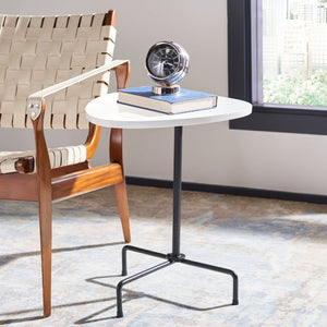 Safavieh Berlin Tripod Side Table - Mid-Century Modern Bauhaus Design For Stylish Living Rooms & Bedrooms White Lacquer/Black ACC4207A