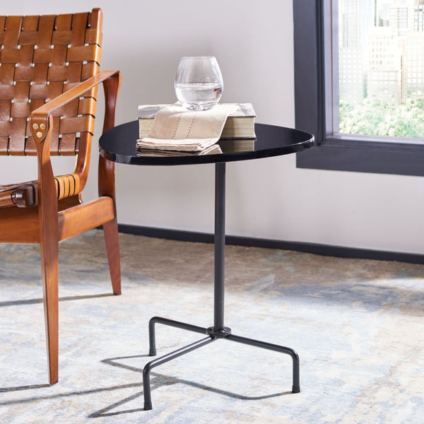 Safavieh Berlin Tripod Side Table - Mid-Century Modern Bauhaus Design For Stylish Living Rooms & Bedrooms Black Lacquer/Black ACC4207B