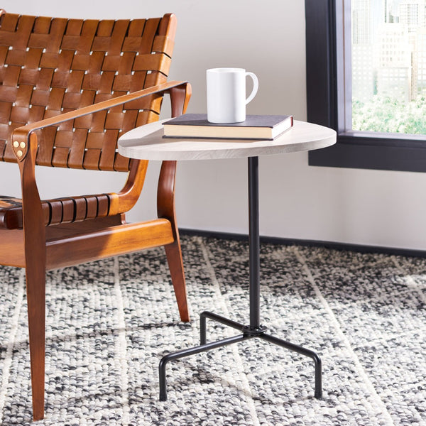 Safavieh Berlin Tripod Side Table - Mid-Century Modern Bauhaus Design For Stylish Living Rooms & Bedrooms Light Grey Oak/Black ACC4207C