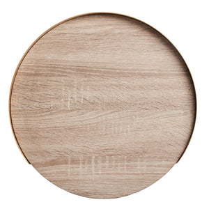 Safavieh Prague Round Side Table - Light Grey Oak With Gold Edges, Stylish Accent For Living Rooms & Bedrooms ACC4208A