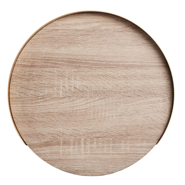 Safavieh Prague Round Side Table - Light Grey Oak With Gold Edges, Stylish Accent For Living Rooms & Bedrooms ACC4208A