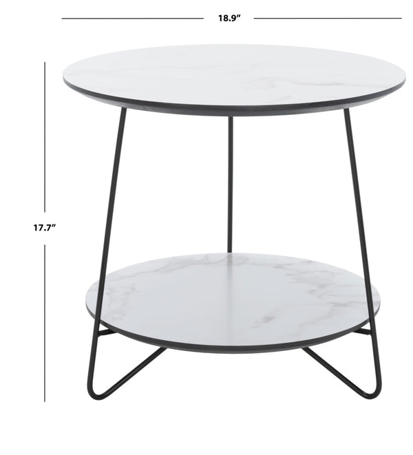 Safavieh Avani Round Side Table - Stylish Mid-Century Design With Faux Marble Finish & Hairpin Legs, 2-Tier Space ACC4209A