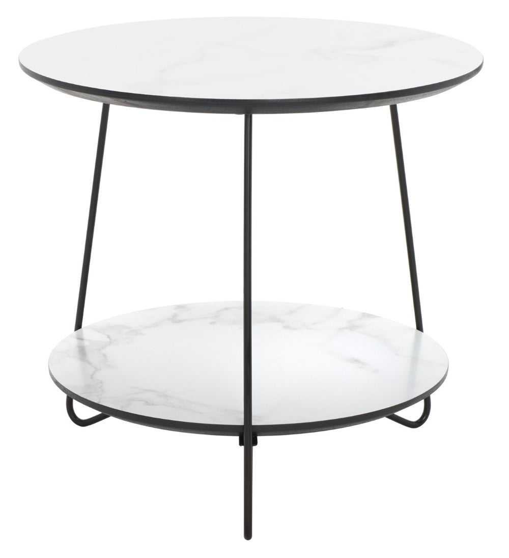 Safavieh Avani Round Side Table - Stylish Mid-Century Design With Faux Marble Finish & Hairpin Legs, 2-Tier Space ACC4209A