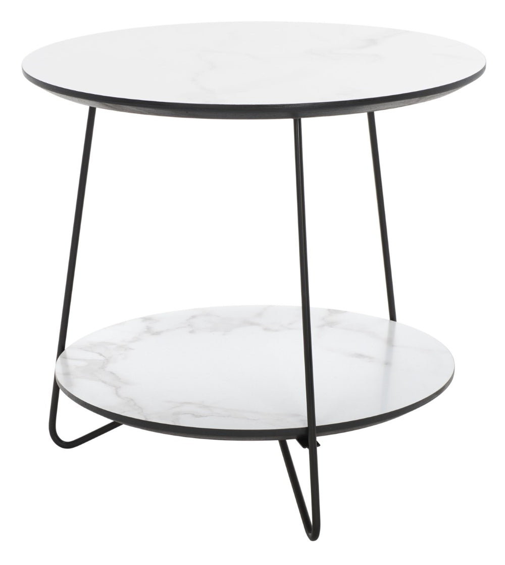 Safavieh Avani Round Side Table - Stylish Mid-Century Design With Faux Marble Finish & Hairpin Legs, 2-Tier Space ACC4209A