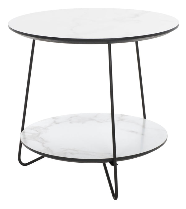 Safavieh Avani Round Side Table - Stylish Mid-Century Design With Faux Marble Finish & Hairpin Legs, 2-Tier Space ACC4209A