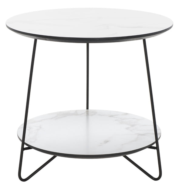 Safavieh Avani Round Side Table - Stylish Mid-Century Design With Faux Marble Finish & Hairpin Legs, 2-Tier Space ACC4209A
