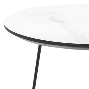 Safavieh Avaline Mid-Century Round Side Table With Faux White Marble & Black Hairpin Legs For Modern Spaces ACC4210A