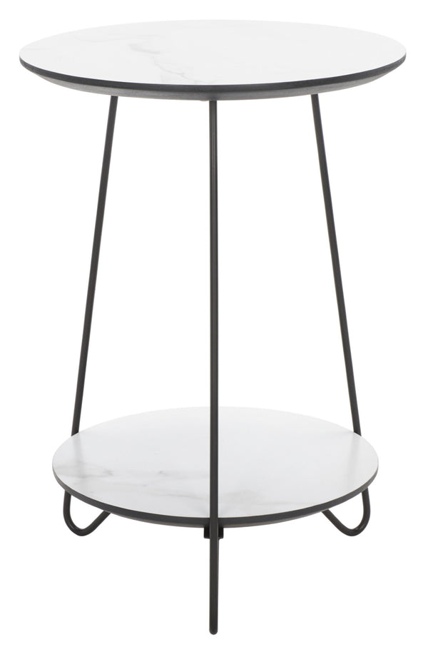 Safavieh Avaline Mid-Century Round Side Table With Faux White Marble & Black Hairpin Legs For Modern Spaces ACC4210A