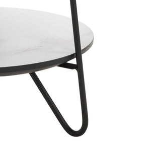 Safavieh Avaline Mid-Century Round Side Table With Faux White Marble & Black Hairpin Legs For Modern Spaces ACC4210A