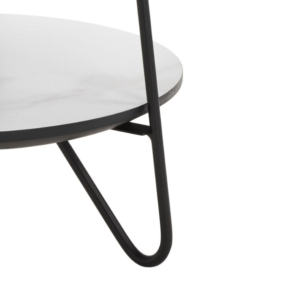Safavieh Avaline Mid-Century Round Side Table With Faux White Marble & Black Hairpin Legs For Modern Spaces ACC4210A
